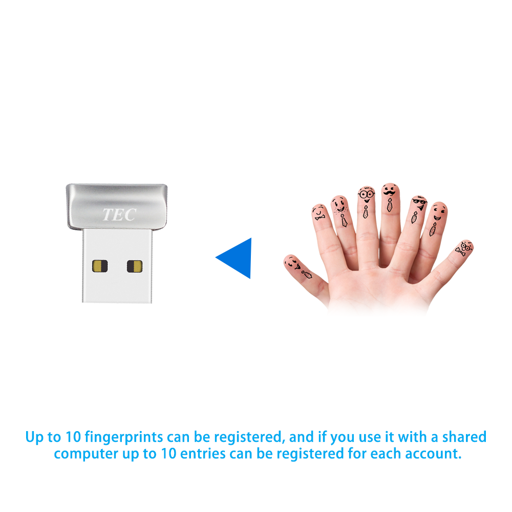 Security Mini USB Fingerprint Reader for Windows 10 Hello 360° Touch TE-FPA2