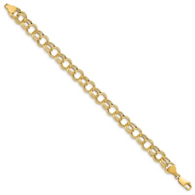 Pre-owned Superdealsforeverything Real 10kt Yellow Gold Hollow Double Link Charm Chain Bracelet