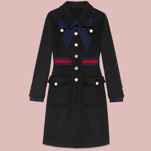 Pre-owned Handmade Custom Made To Order Removable Bow Woolblend Fitted Overcoat Coat Plus1x-10xy985 In Black