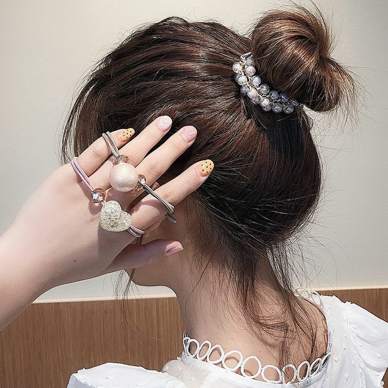 3pcs Korean Cute Heart Ball Round Hair Rope Women Ponytail Holder