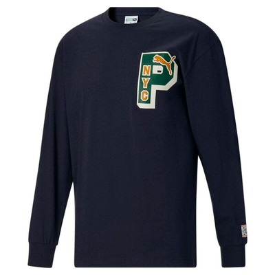 

Футболка Puma Play Nyc с круглым вырезом и длинными рукавами, мужские повседневные топы размера  62176216, Синий, Puma Play Nyc Crew Neck Long Sleeve T-Shirt
