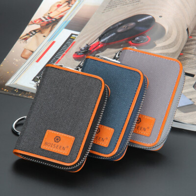 Men Zipper Canvas Wallet Short Organizer Cash Card Holder Pocket Purse Best Gift