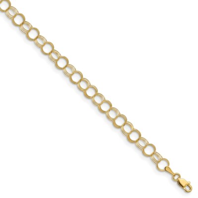 Pre-owned Superdealsforeverything Real 14kt Yellow Gold Solid Triple Link Charm Bracelet; 7 Inch; Lobster Clasp