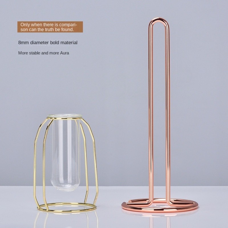 Wrought Iron Paper Towel Holder Rose Gold Tissue Holder  Roll Paper