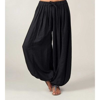 Plus Size Women Yoga Sports Baggy Harem Pants Casual Loose Hippy Solid Trousers