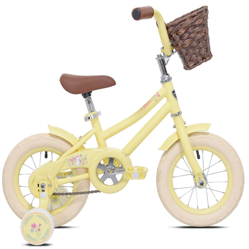 GIRLS TRAINING BIKE12-Inch Wheels with Basket Yellow/Pink