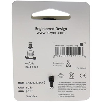 Lezyne Femto Drive Exquisite Designed Battery Powered LED Front Light, Black