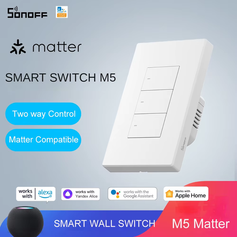 M5 Matter Smart Wall Switch Two-way ESP32 EWeLink-Remote Switchman Voice Control