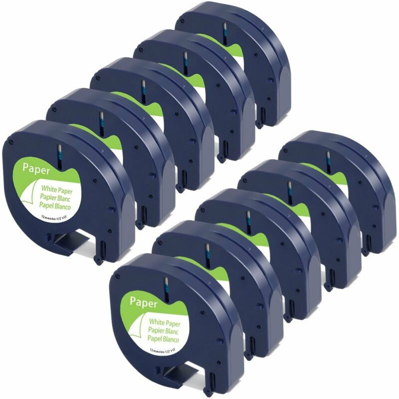 10PK DYMO LetraTag Tape Refills 91330 12mm Compatible for LT-100H White Paper