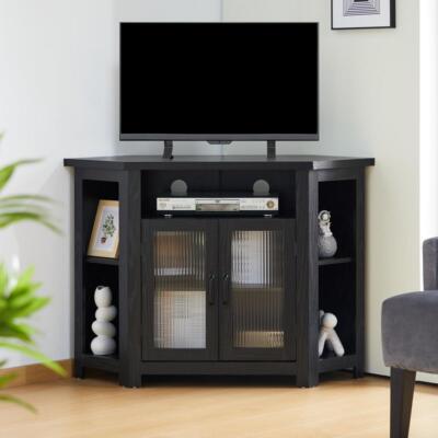 Cabinet 2 Glass Door Media Entertainment Center For 50-inch 