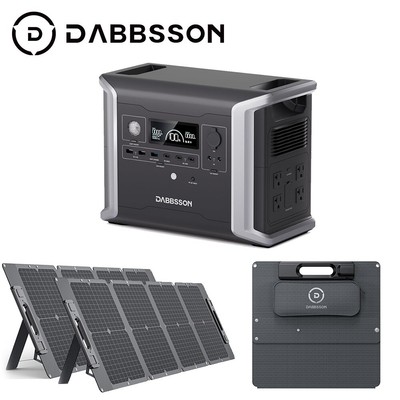 Dabbsson Portable Power Station 1330Wh Solar Generator Backup+2X120W Solar Panel