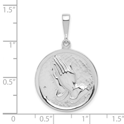 Pre-owned Superdealsforeverything Real 14kt White Gold Praying Hands & Serenity Prayer Pendant
