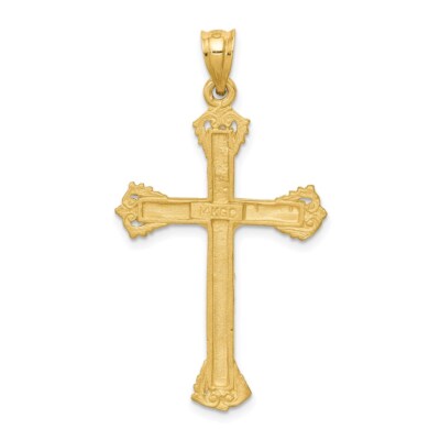 Pre-owned Superdealsforeverything Real 14kt Yellow Gold Crucifix Charm