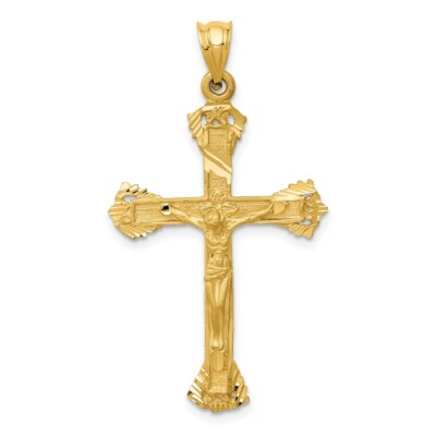 Pre-owned Skyjewelers Real 14kt Yellow Gold Crucifix Charm
