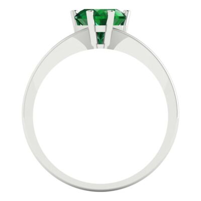Pre-owned Pucci 1.5 Ct Heart Cut Statement Designer Simulated Emerald Ring Real 14k White Gold
