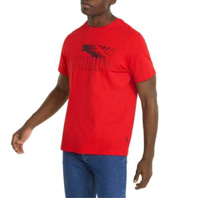 

Футболка Puma No. 1 Logo Graphic Мужские красные повседневные топы 848562-11, Красный, Puma No. 1 Logo Graphic Tee
