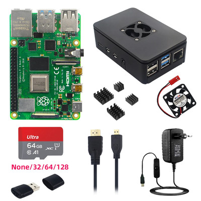 Raspberry Pi 4 Model B 8G 4G 2G 1 GB RAM + Case + Fan + Heat Sinks + Power Adapt