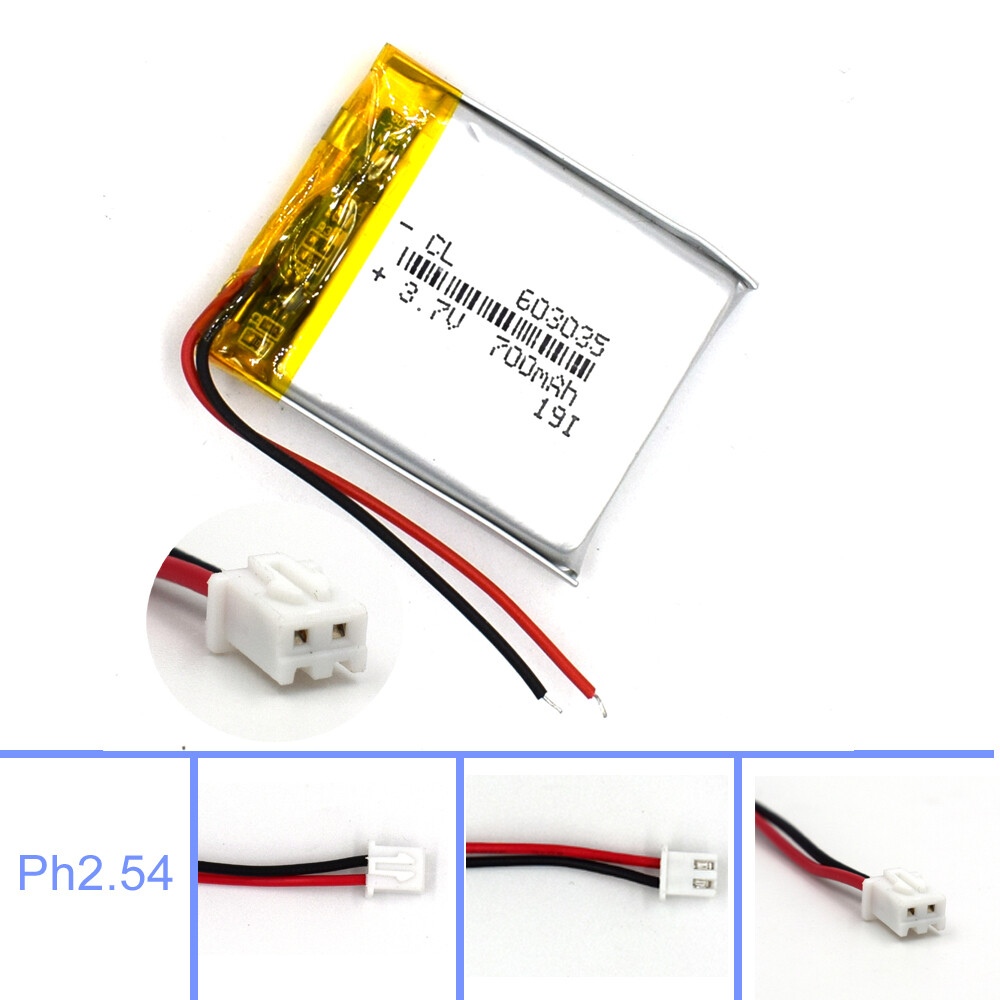 700mAh Lipolymer 603035 3.7V Battery Rechargeable Cell for Lamp Led Camera GPS