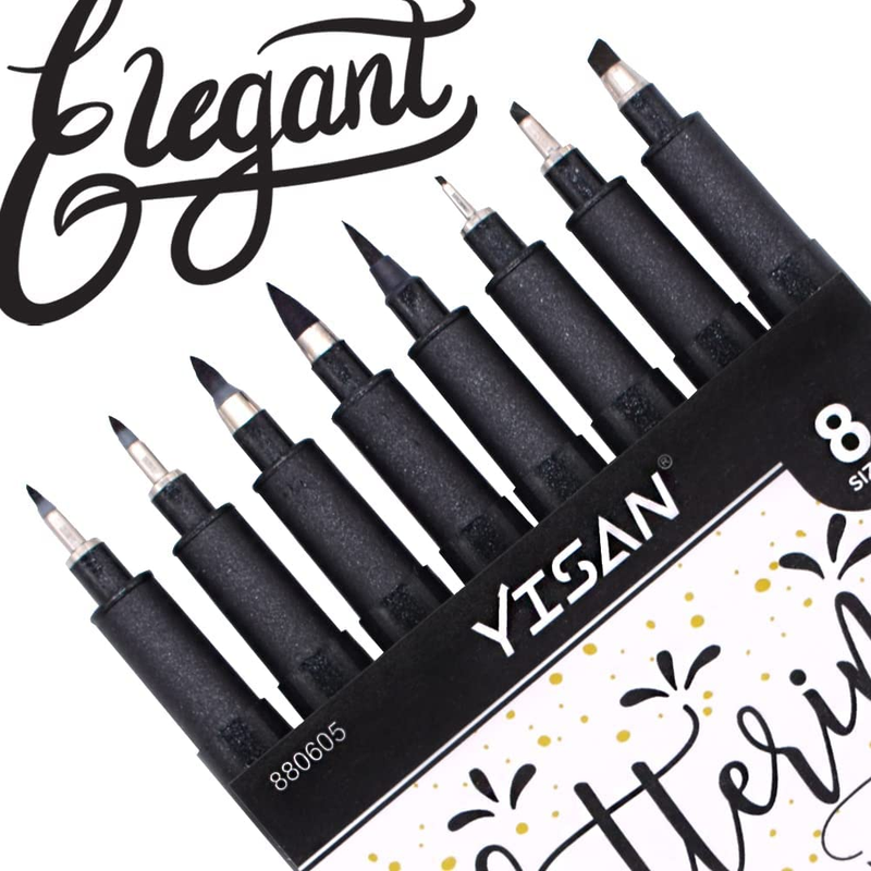 Hand Lettering Pens,Calligraphy Pens,Brush Markers Set,Black,For Beginners Writi