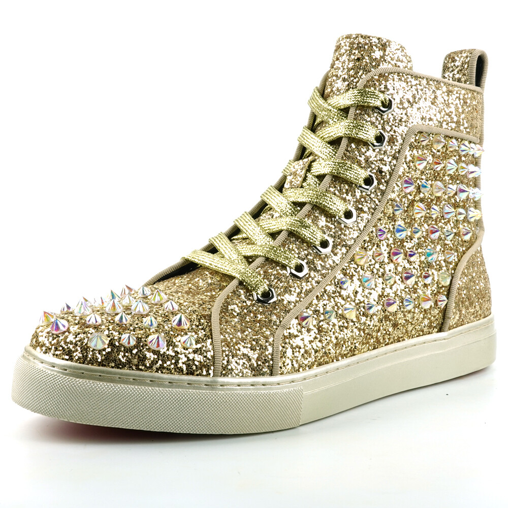 GOLDEN  ハイスタレスアッフスニカ GWF00118F007537 12280 Women's Hi Star in black leather with silver glitter heel tab