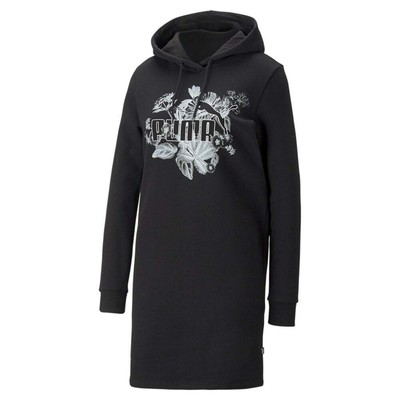 

Черное повседневное женское платье с капюшоном Puma Frozen Flower с длинным рукавом 67400501, Черный