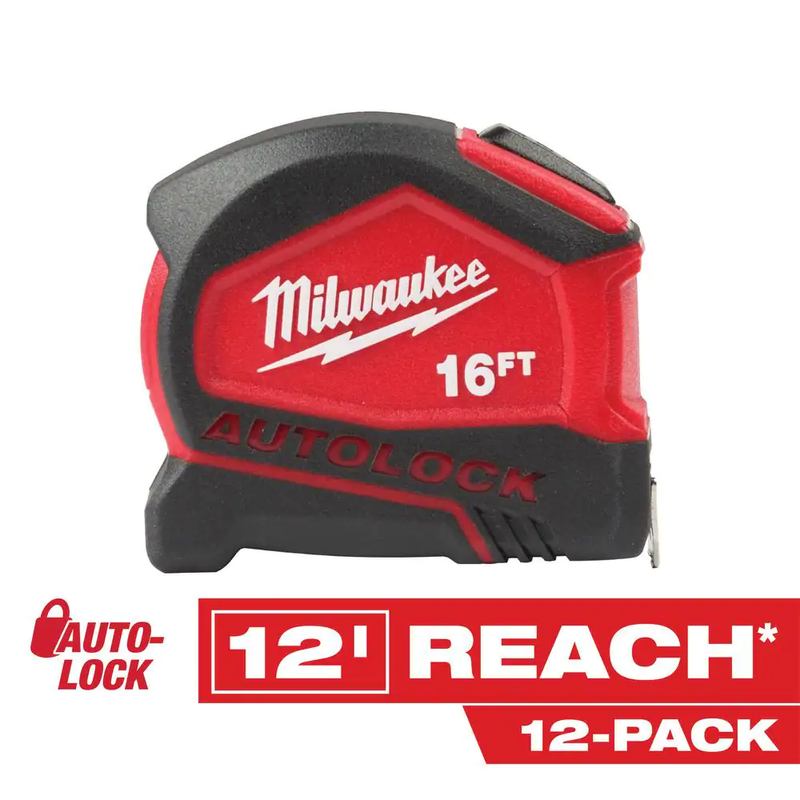 Milwaukee Compact Auto Lock 16- 25 Ft SAE Tape Measure Fractional Scale sets