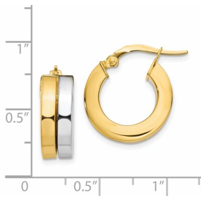 Pre-owned Superdealsforeverything Real 14kt Two-tone Polished Hoop Earrings