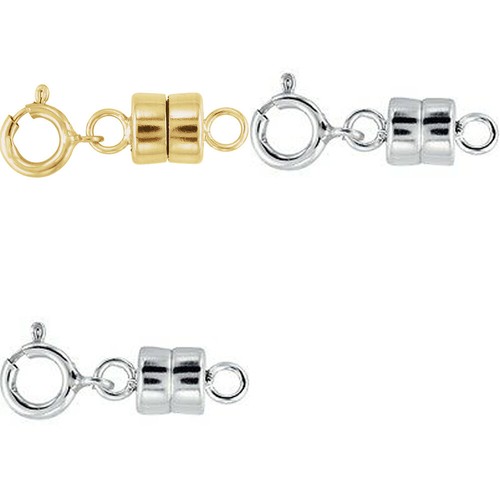 1 - SOLID 14k Yellow Gold and 2 - .925 Sterling Silver Magnetic Necklace Clasps