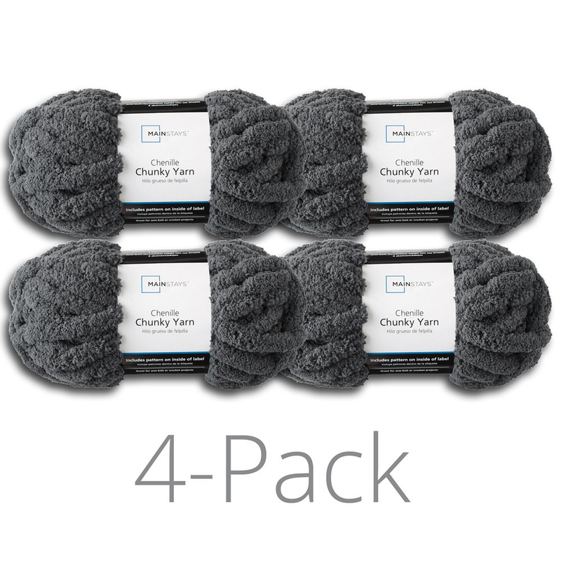 Chunky Chenille Yarn 31.7 Yd Charcoal 100 Polyester Super Bulky Pack of 4 eBay