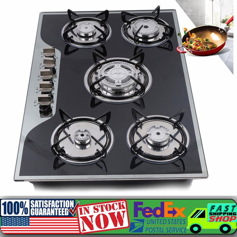 30" Gas Cooktop Stove Top 5 Burners LPG/NG Dual Fuel