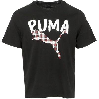 

Футболка с коротким рукавом и круглым вырезом Puma с графическим логотипом, мужские повседневные топы размера  5345, Черный, Puma Graphic Logo Crew Neck Short Sleeve T-Shirt