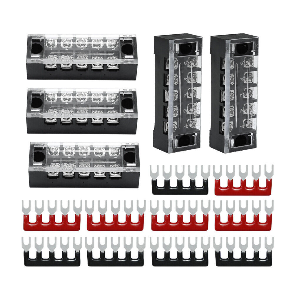 5/10/15Sets 5 Positions Dual Row 600V 15A Screw Terminal Strip Blocks