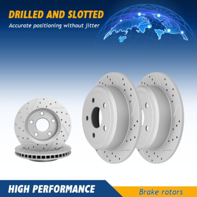 Front & Rear Disc Brake Rotors For 2007 - 2017 Jeep Wrangler 2018 Wrangler JK