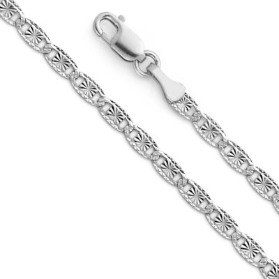 Pre-owned Wellingsale 14k White Gold Solid 2.5mm Valentino Star Chain Necklace