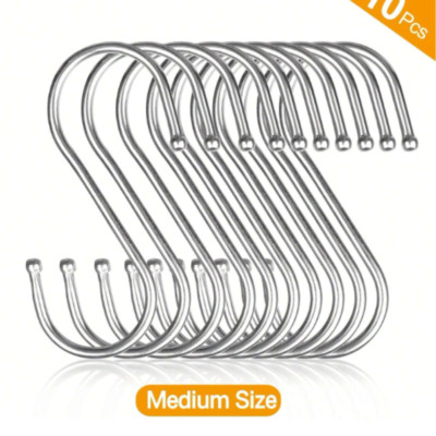10pcs Extra Large S-Shaped Hooks - Heavy Duty Stainless Steel Hanging Hooks
