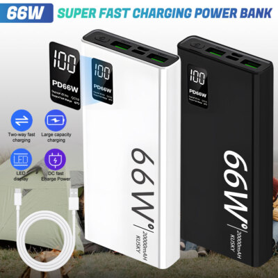 66W 40000mAh Portable Power Bank 2 USB Super Fast Charger External Battery Pack