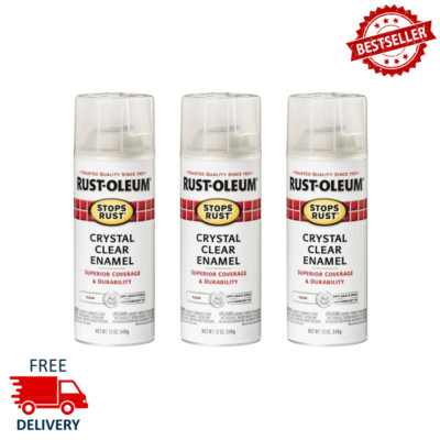 Crystal Clear, Rust-Oleum Stops Rust Gloss Protective Enamel Spray Paint, 3 PK