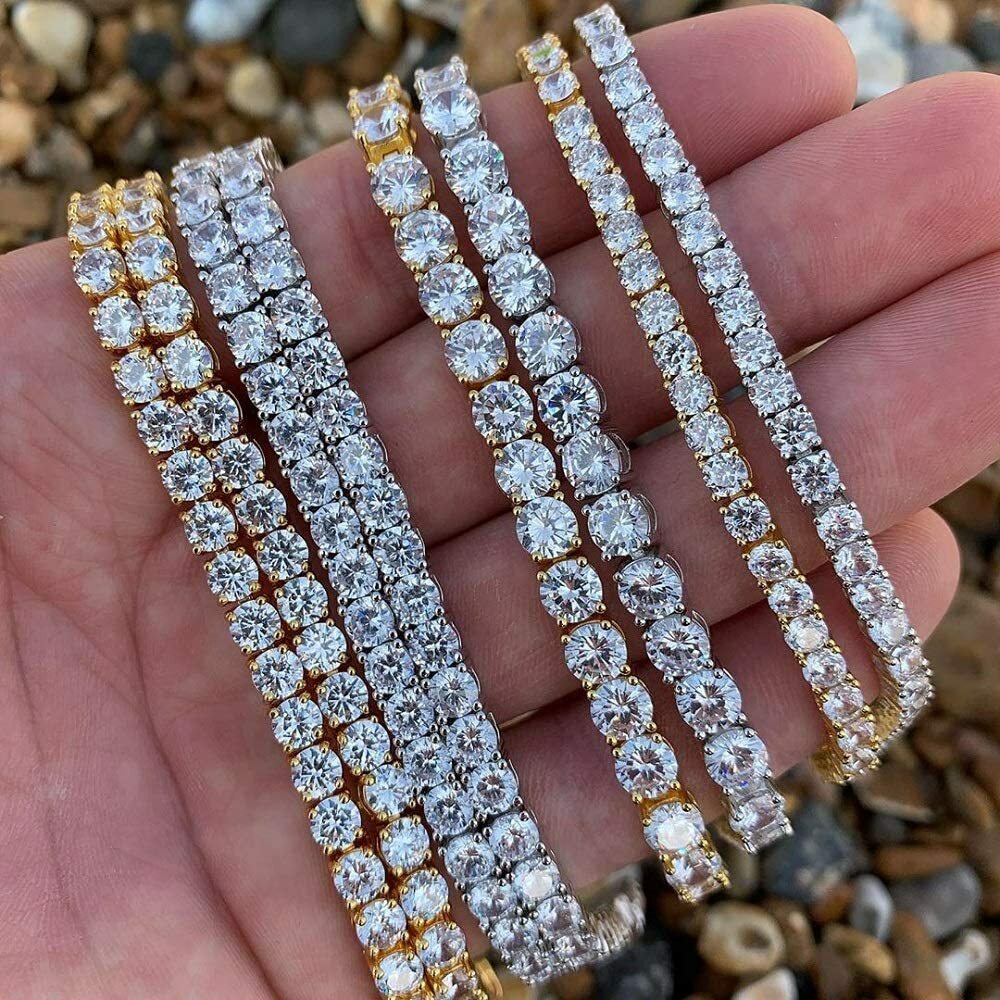 4mm 1 Row Bling Tennis Bracelet Chain Stainless Steel ANTI TARNISH for Men