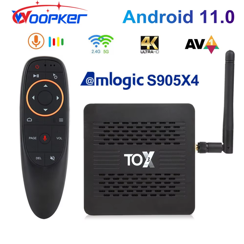 TOX3 Smart TV Box Android 11.0 4GB 32GB Amlogic S905X4 4K Media Player Wifi 1000