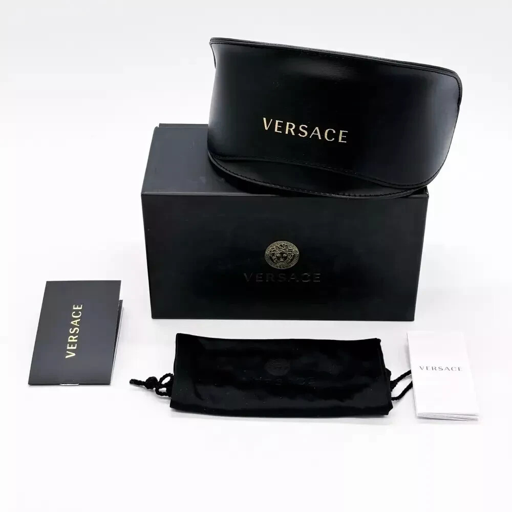 Pre-owned Versace Ve4461 148/6v Crystal-grey Mirror Black-blue Interchangeable Sunglasses In Gray