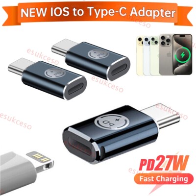 2pcs ios to USB C Adapter 27W PD Fast Charging For iPhone 15/14/13/iPad