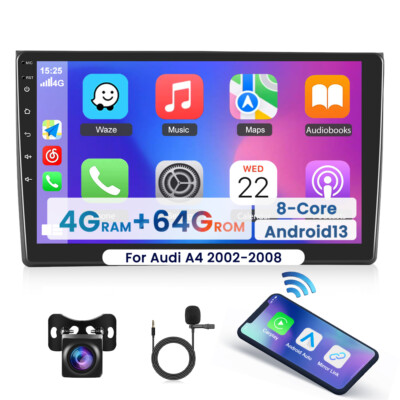 4+64GB For Audi A4 B6 B7 RS4 2002-2008 Carplay Android 13 Car Stereo Radio NAVI