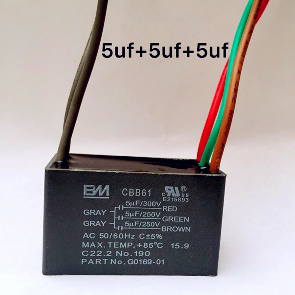 ️ Ceiling Fan Motor CBB61 Capacitors 5 Wire 250V/300V 5 Wire Capacitor