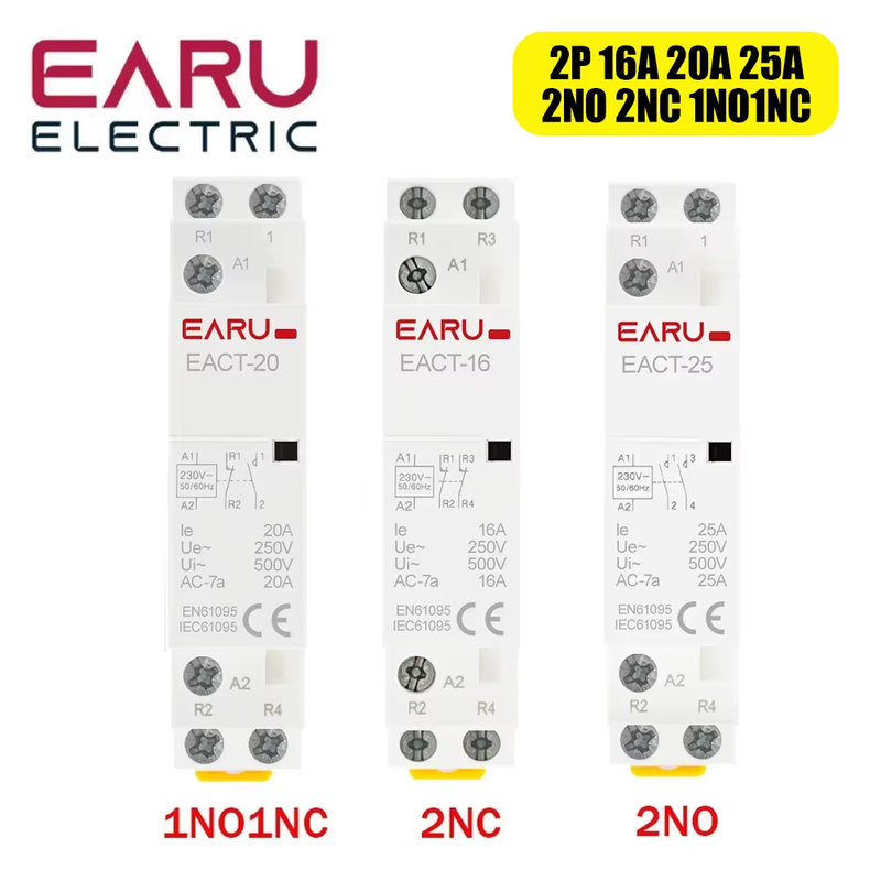2P 16A 20A 25A 1NO 1NC 2NO 2NC AC 220V 230V 50/60Hz Din Rail Mounted Household