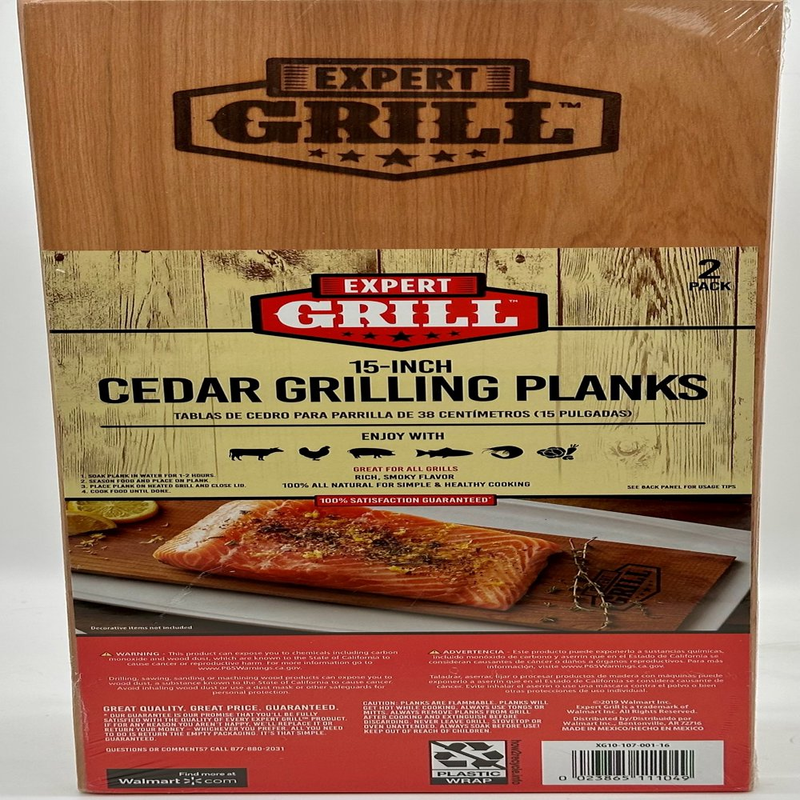 Expert Grill 15 Inch Cedar Grilling Planks (2 Pack)