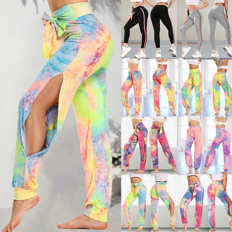 Women Tie Dye Joggers Yoga Pants Elastic Waist Sweatpants Sports Casual Workout