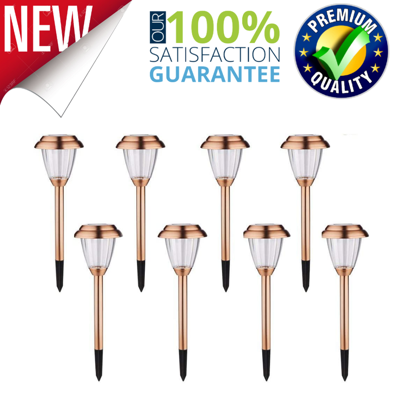Outdoor Pathway 8 Pack Copper Garden Walkway Lights Solar Po