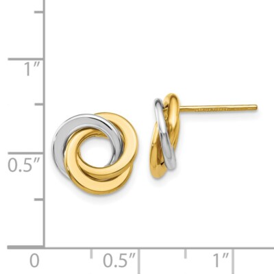 Pre-owned Superdealsforeverything Real 14kt Two-tone Polished Intertwined Circles Post Earrings