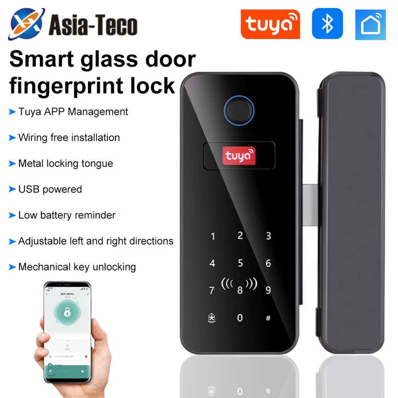 Bluetooth Electronic Glass LOCK Fingerprint Recognition Smart Lock Tuya APP Rfid