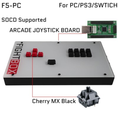 Fightbox F5 All Keyboard Leverless Arcade Game Controller For PC/PS/Xbox/Switch